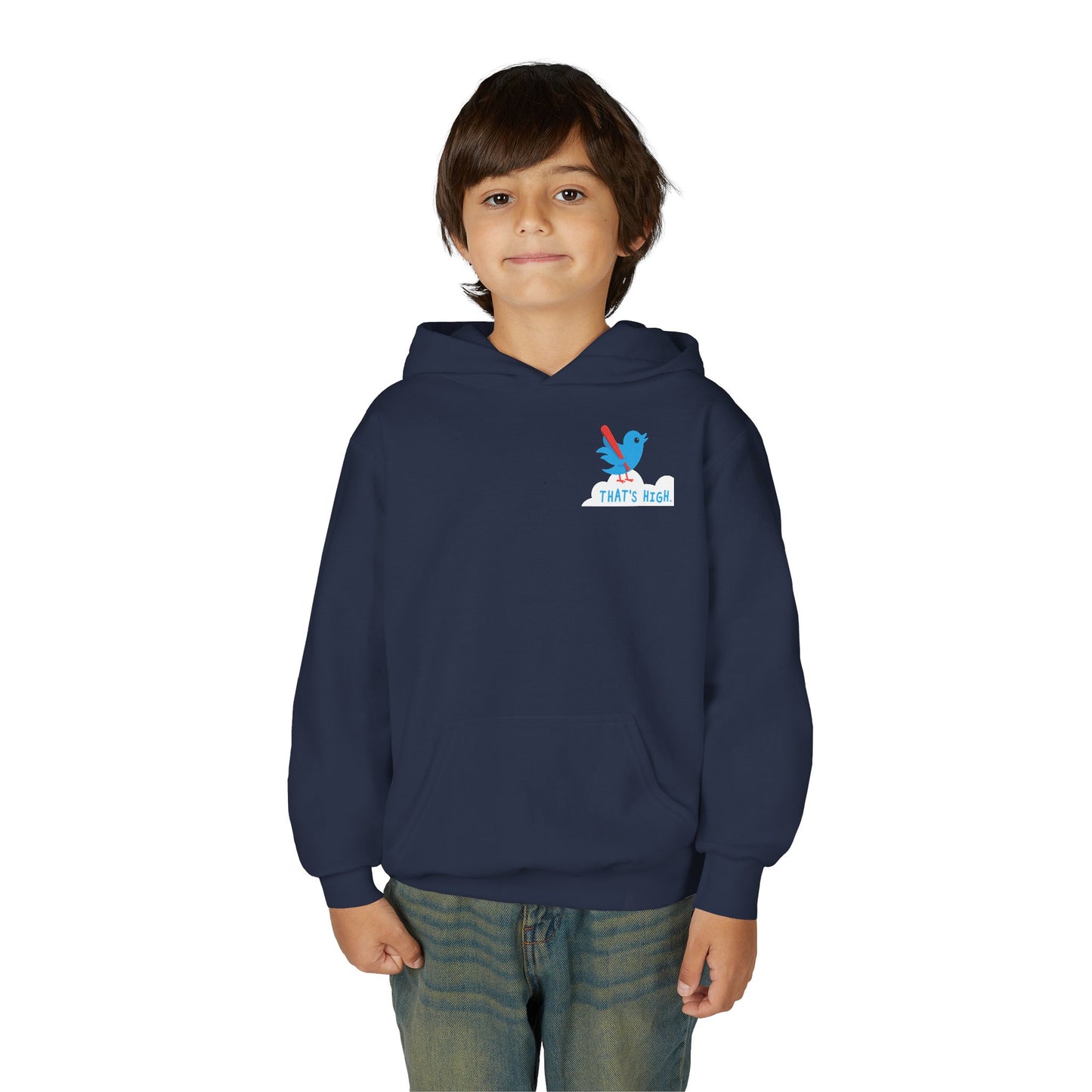 THAT'S HIGH Youth Hoodie (Blue Bird) - DUGOUT CHANT Collection