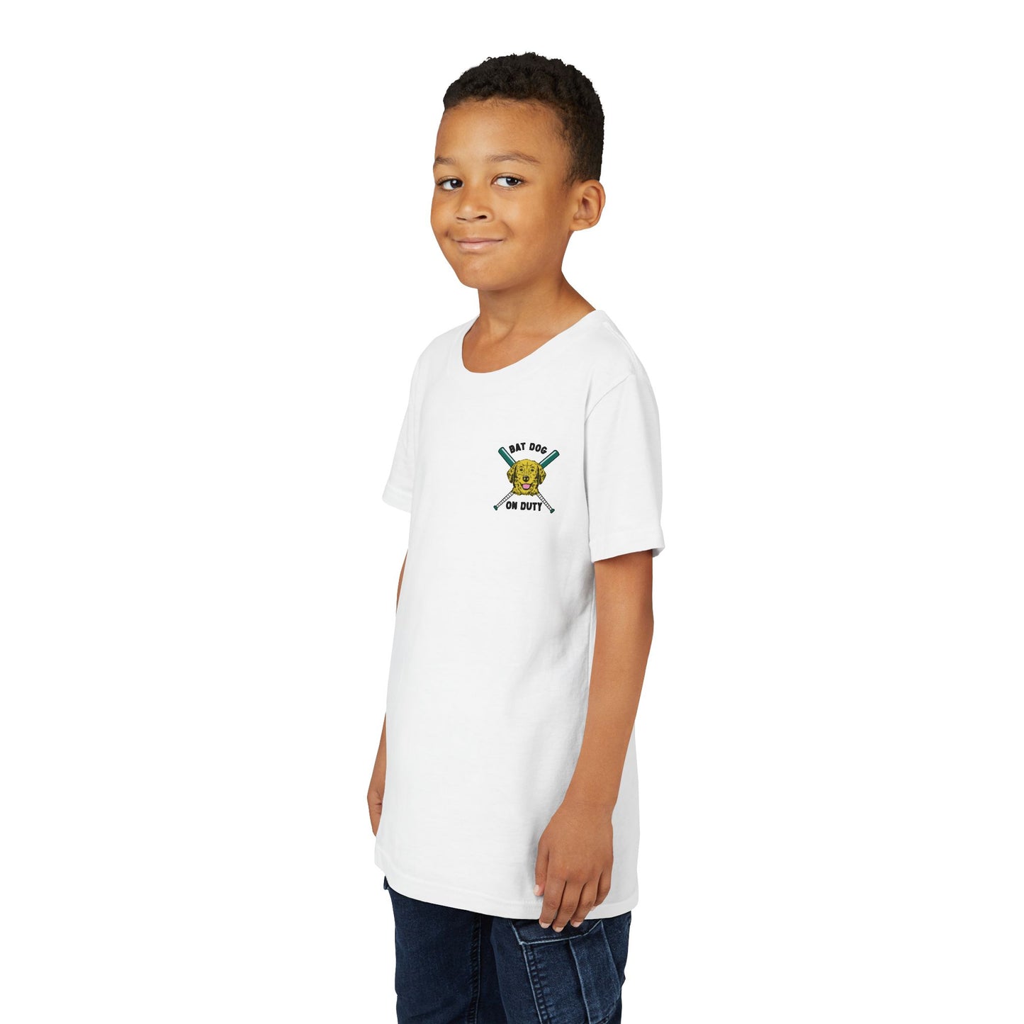 FETCH HARD. HUSTLE HARDER. Youth Tee (Green Bat) - BARK PARK Collection