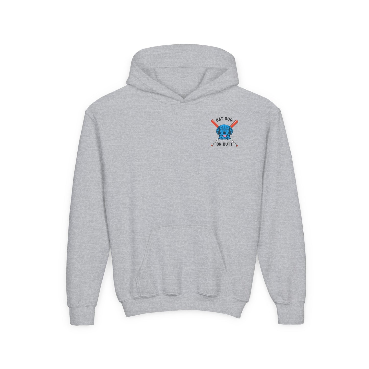 FETCH HARD. HUSTLE HARDER. Youth Hoodie (Red Bat) - BARK PARK Collection
