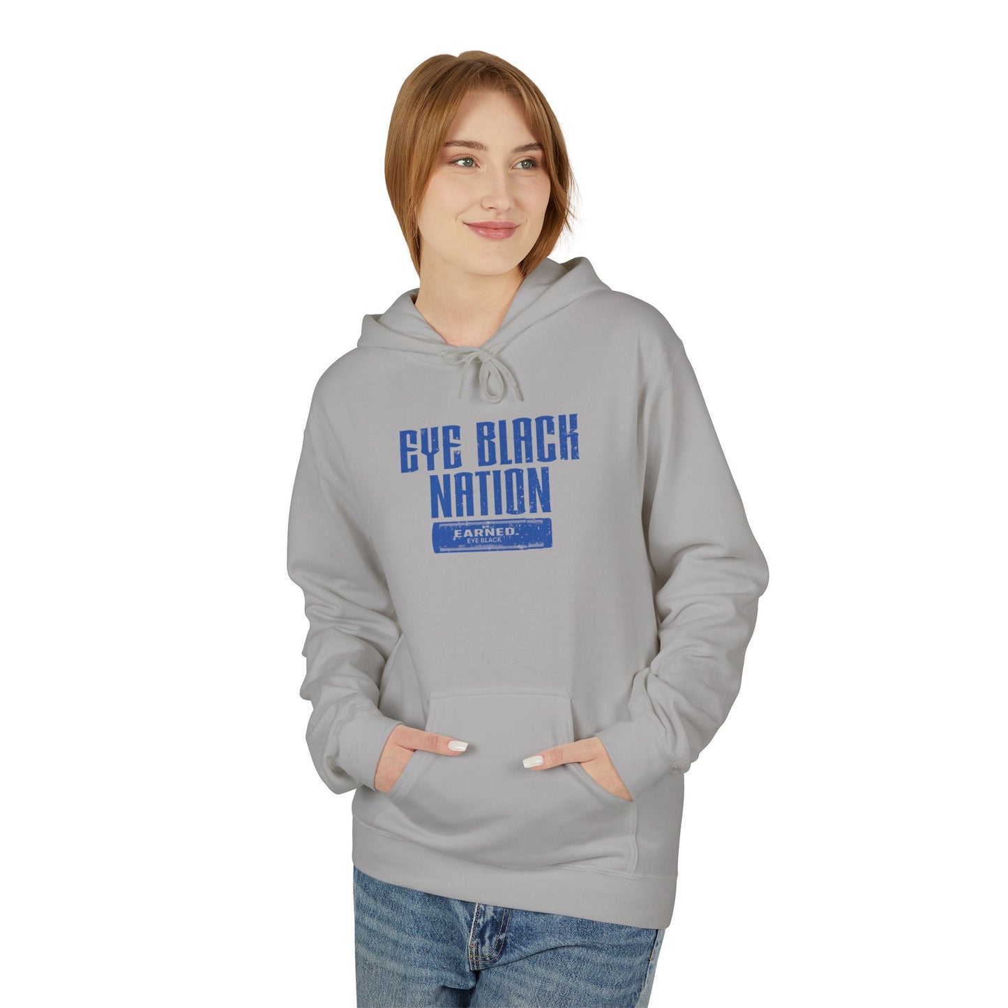 EYE BLACK NATION Adult Hoodie (Blue Font)