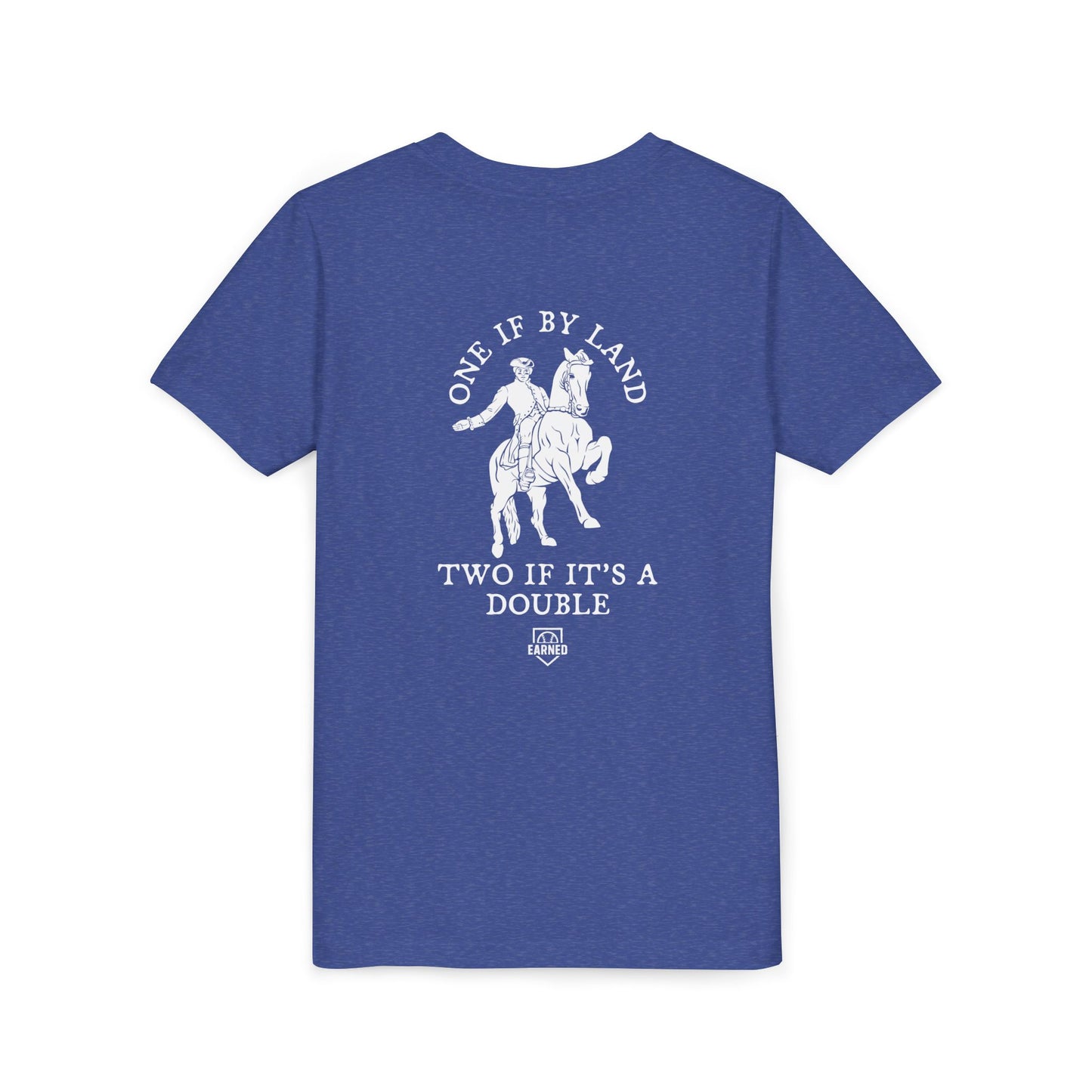 ONE IF BY LAND, TWO IF IT'S A DOUBLE Youth Tee (Paul Revere White)