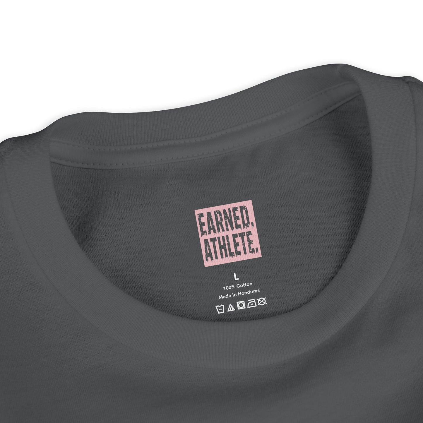 EARNED Logo Youth Tee (Soft Pink logo)