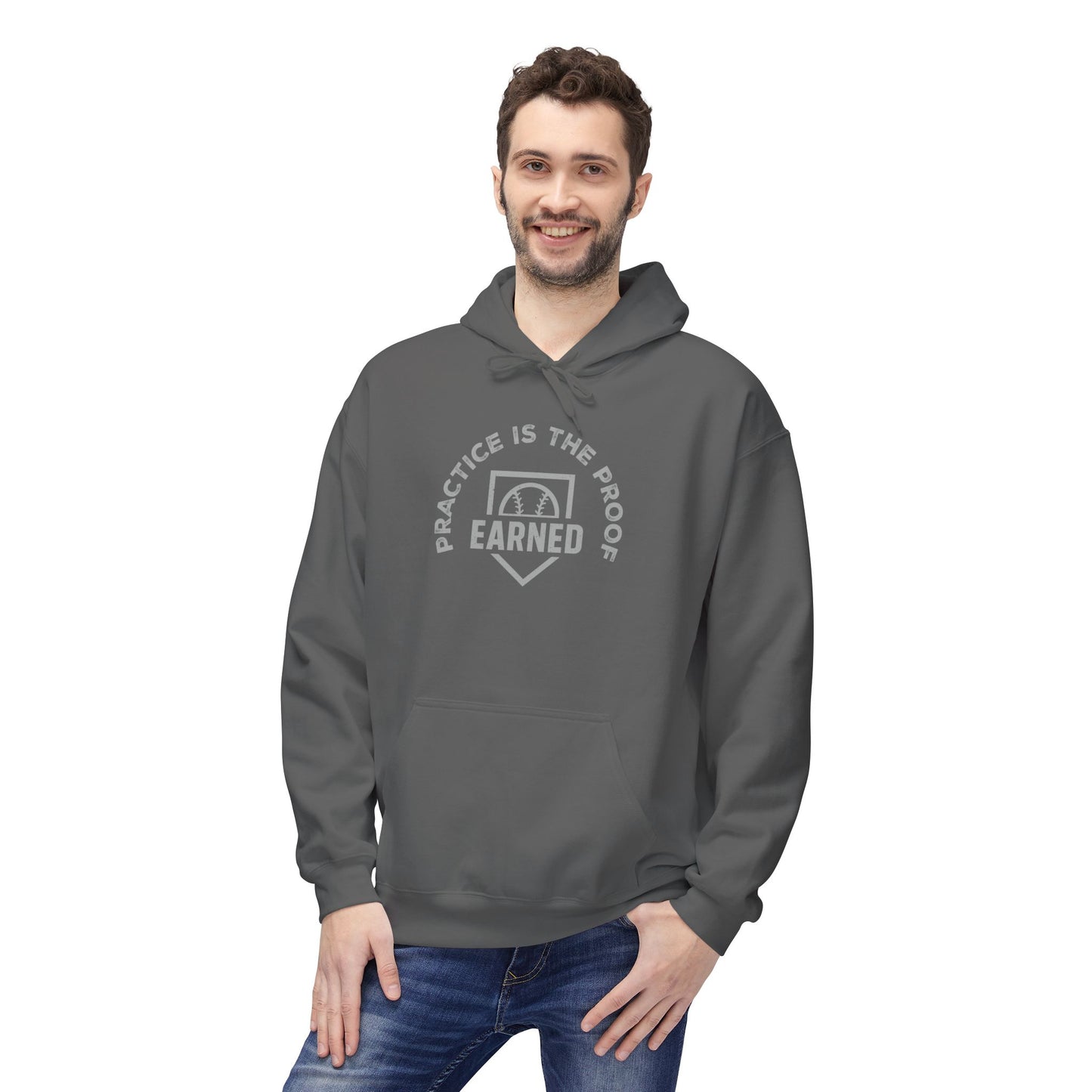 PRACTICE IS THE PROOF Hoodie (Gray Font)