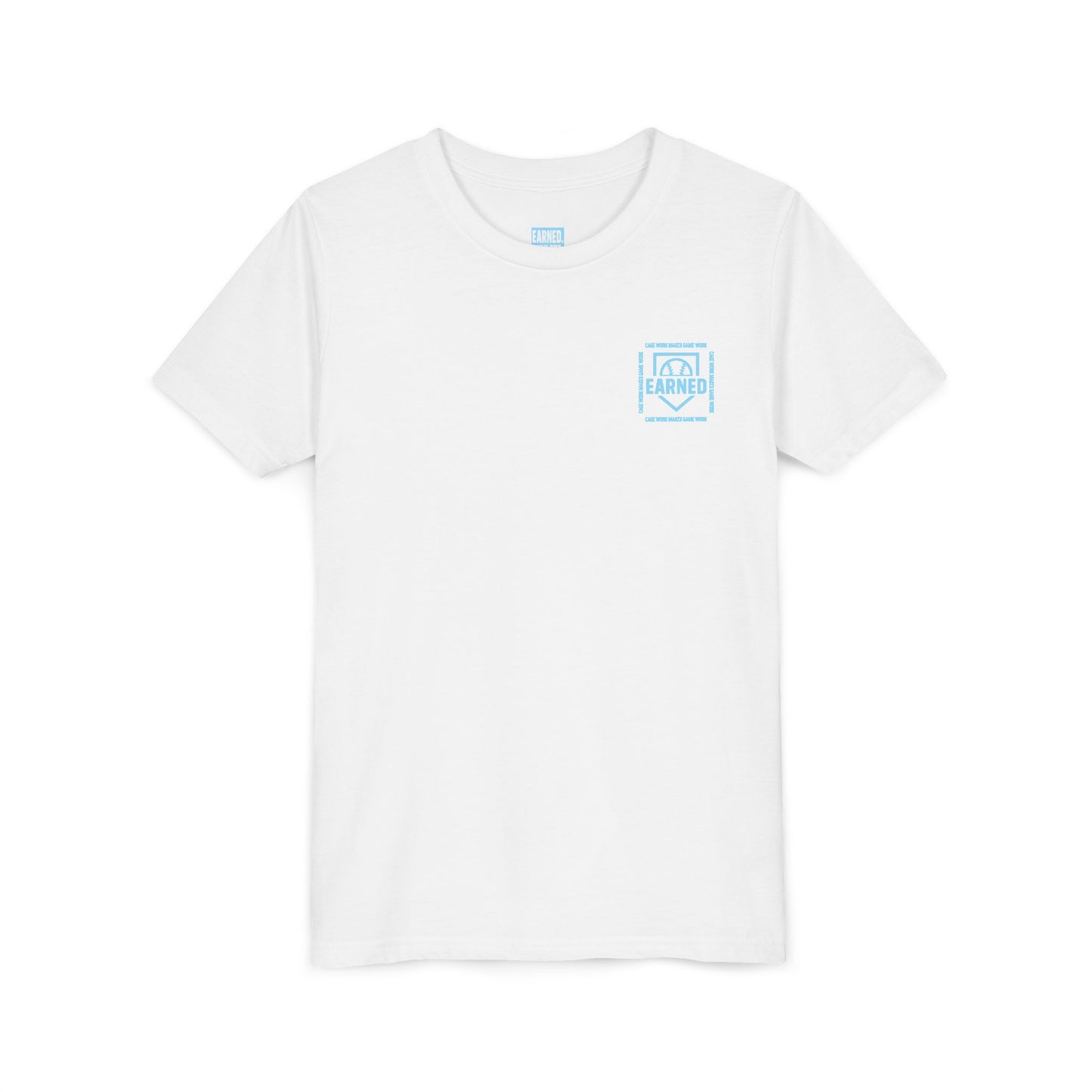 CAGE WORK MAKES GAME WORK Youth Tee (Blue Font)