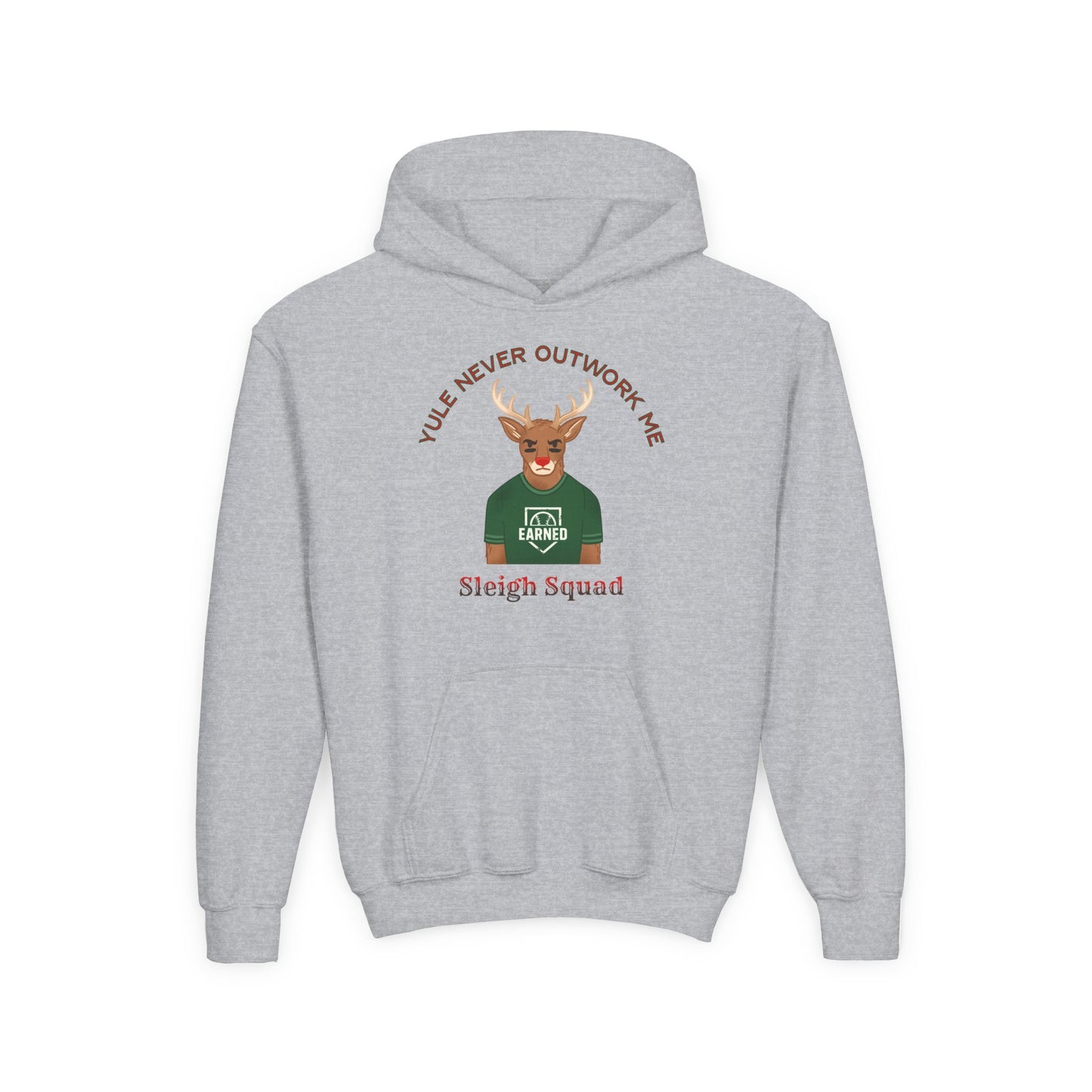 YULE NEVER OUTWORK ME Youth Hoodie - SLEIGH SQUAD Collection