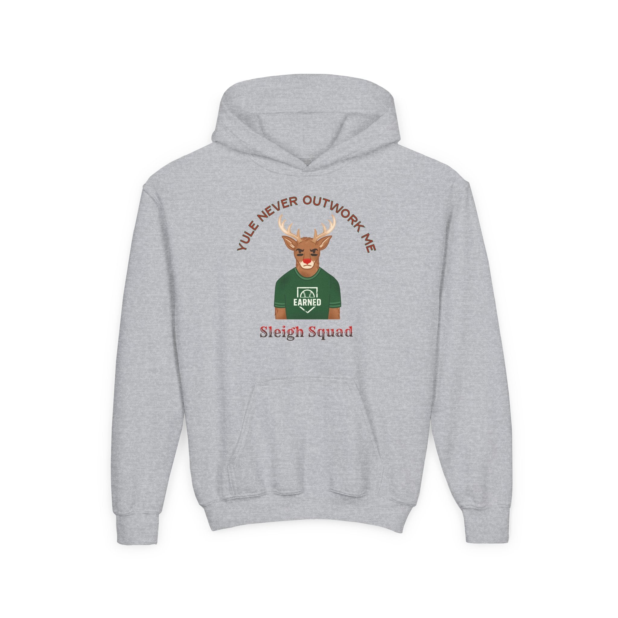 YULE NEVER OUTWORK ME Youth Hoodie - SLEIGH SQUAD Collection