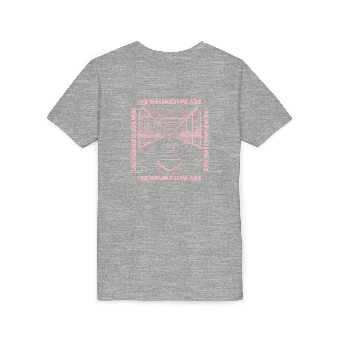 CAGE WORK MAKES GAME WORK Youth Tee (Pink Font)