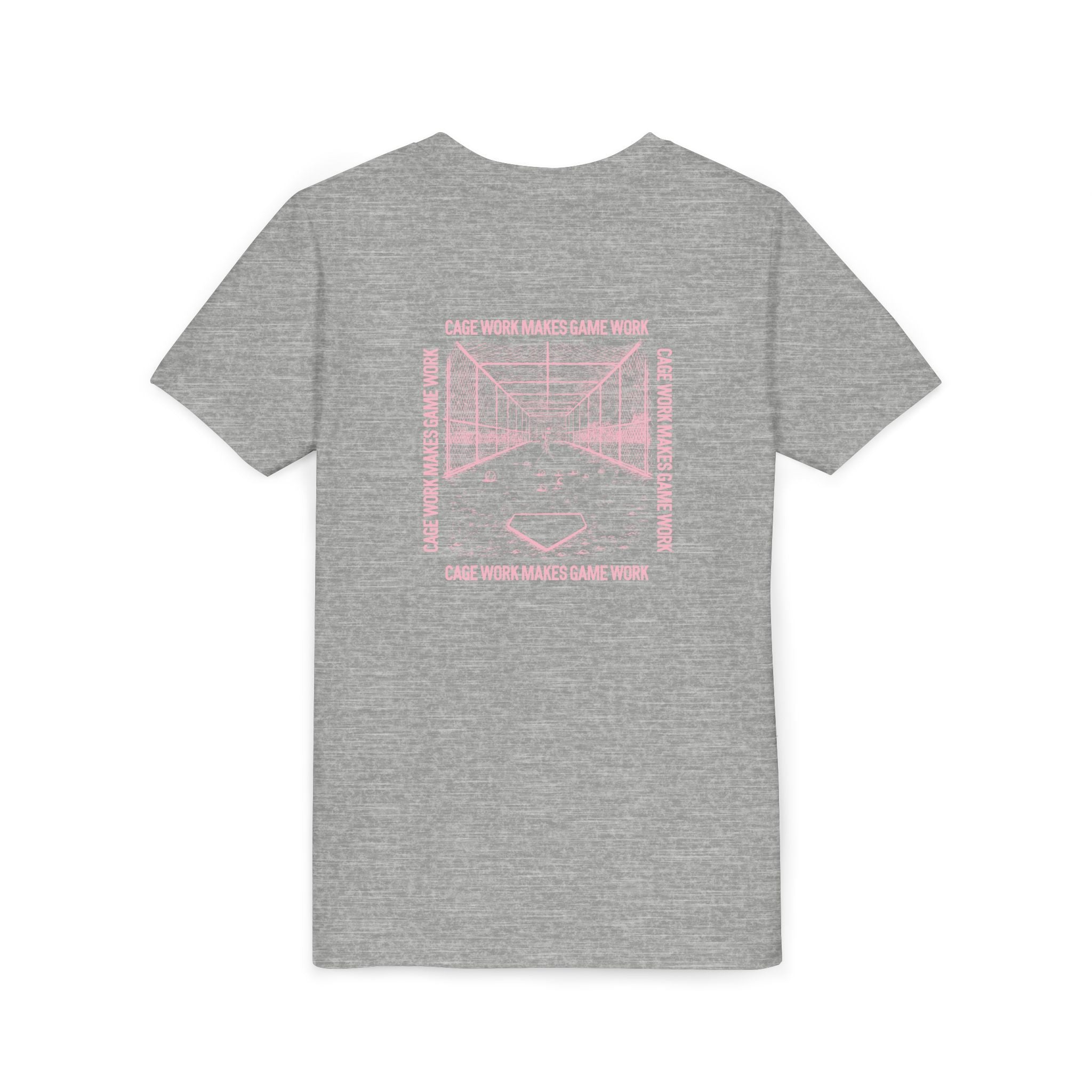 CAGE WORK MAKES GAME WORK Youth Tee (Pink Font)