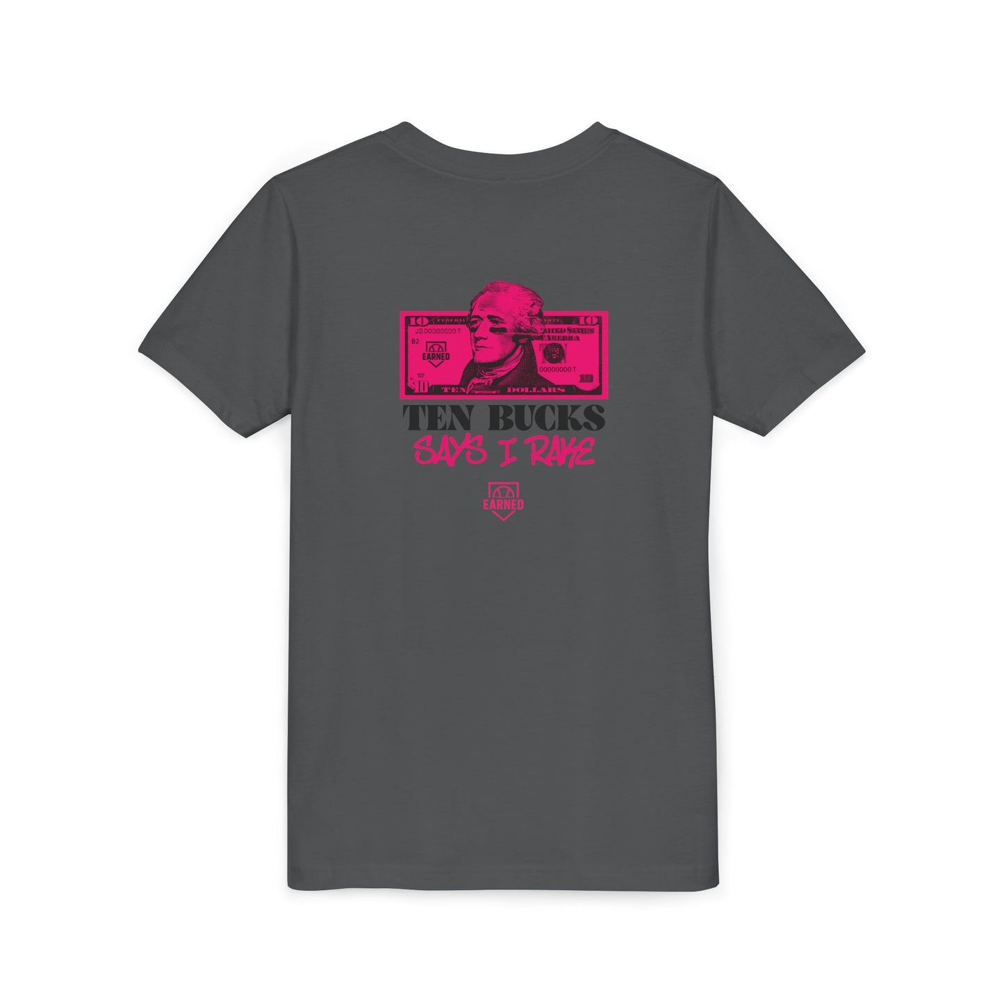 TEN BUCKS SAYS I RAKE Youth Tee (Pink Logo)