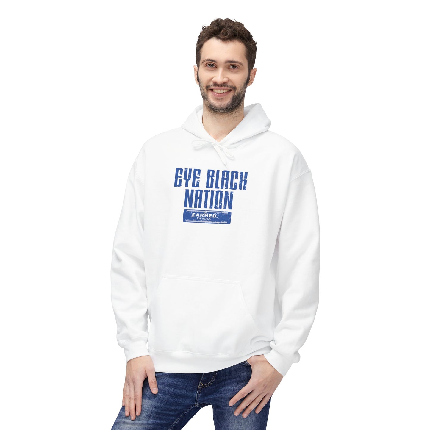 EYE BLACK NATION Adult Hoodie (Blue Font)