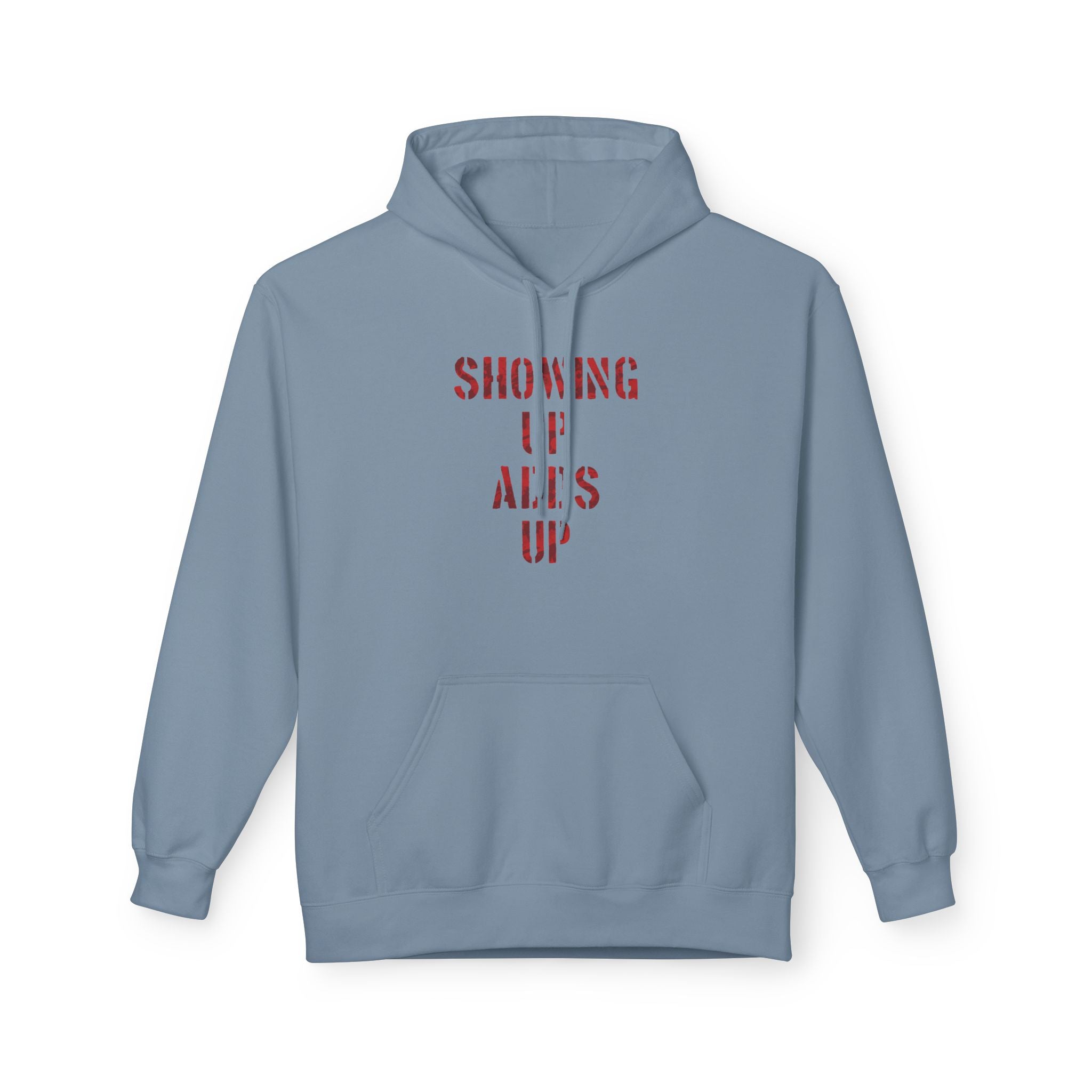 SHOWING UP ADDS UP Adult Hoodie (Red Camo Logo)