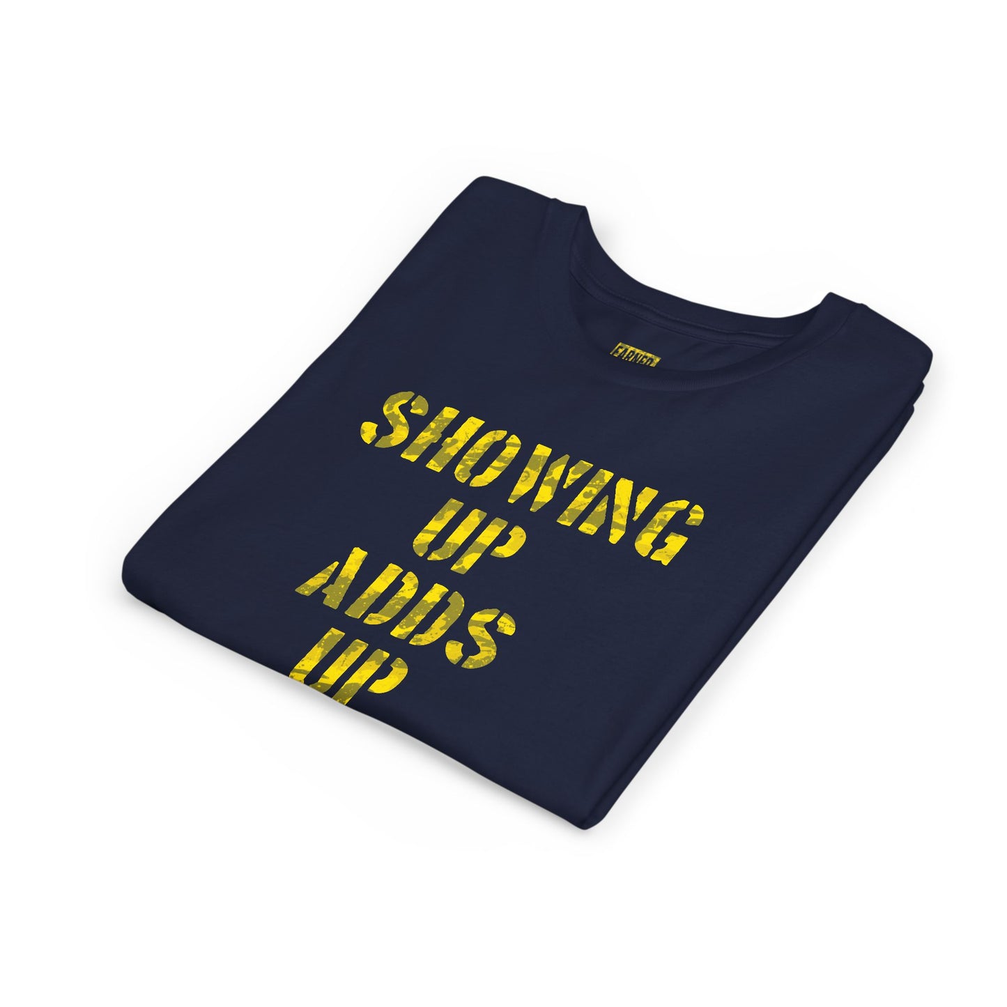 SHOWING UP, ADDS UP Youth Tee (Yellow Font)