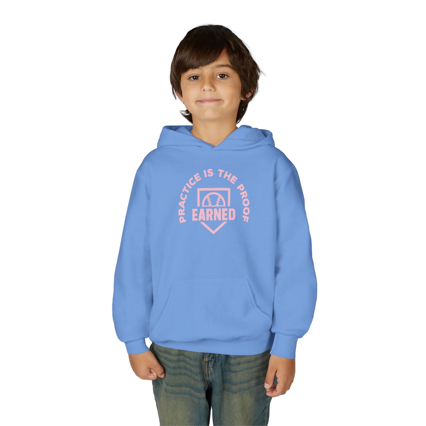 PRACTICE IS THE PROOF Youth Hoodie (Pink Logo)