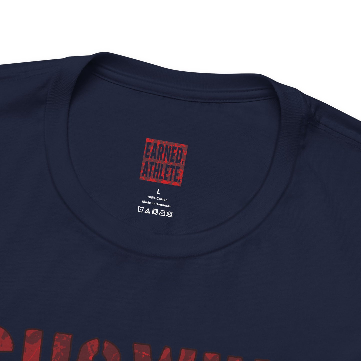 SHOWING UP ADDS UP Tee (Red Camo Font)