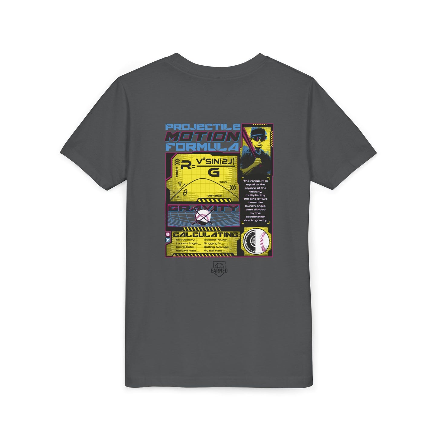 PROJECTILE MOTION FORMULA Youth Tee - BASEBALL IQ Collection
