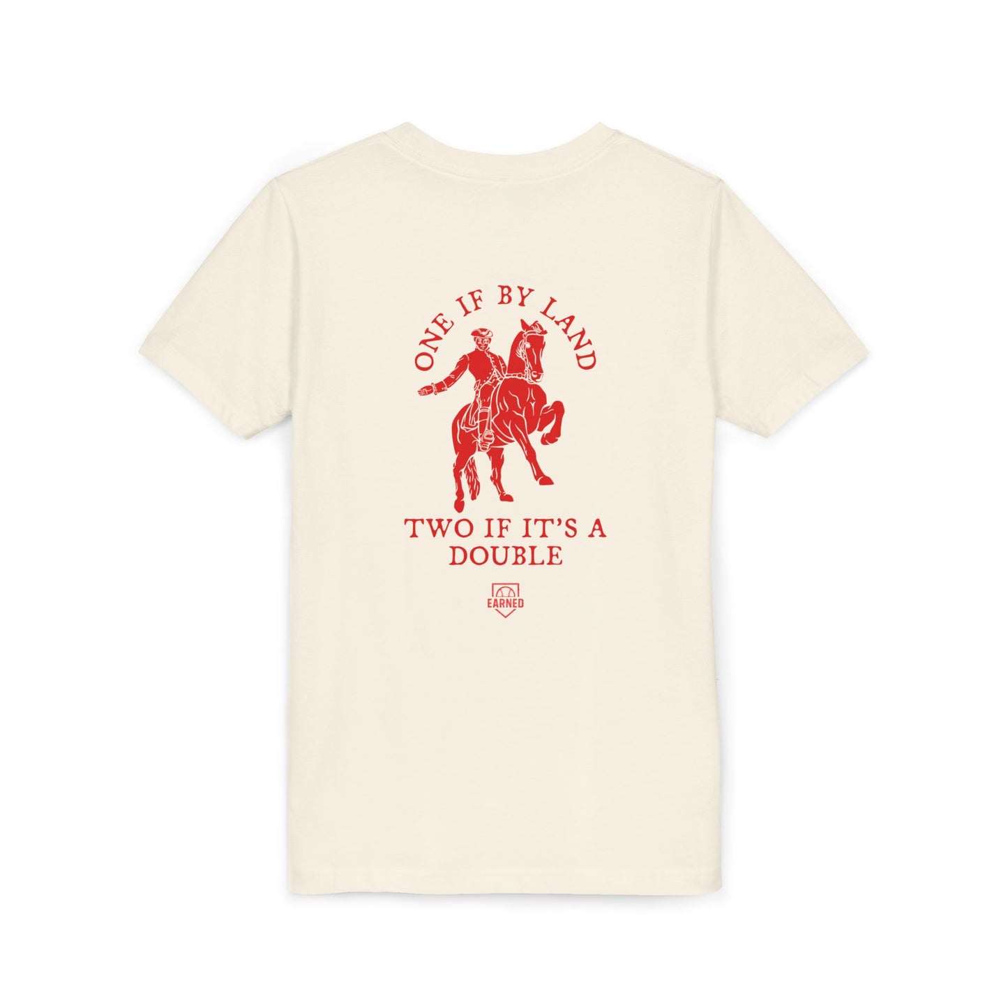 ONE IF BY LAND, TWO IF IT'S A DOUBLE Youth Tee (Paul Revere Red)