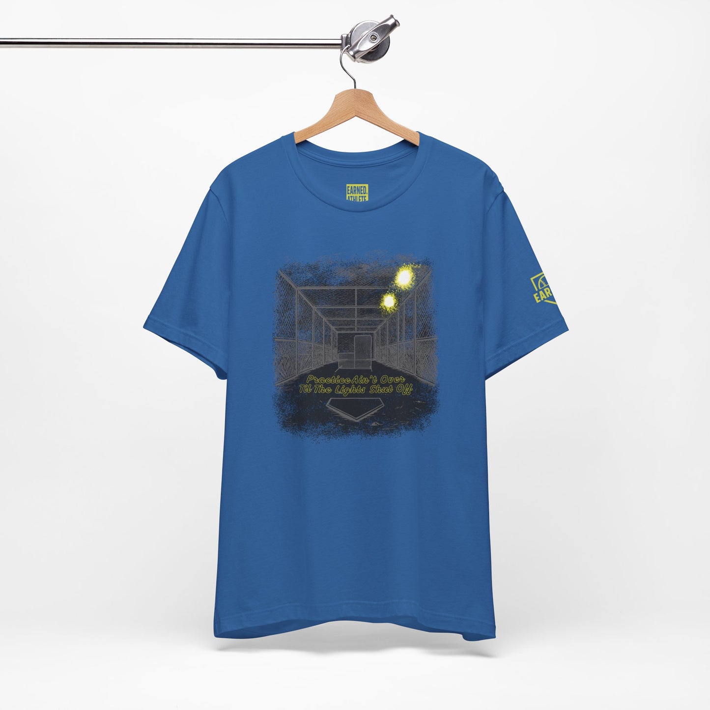 PRACTICE AIN'T OVER TILL THE LIGHTS SHUT OFF Tee (Dark)