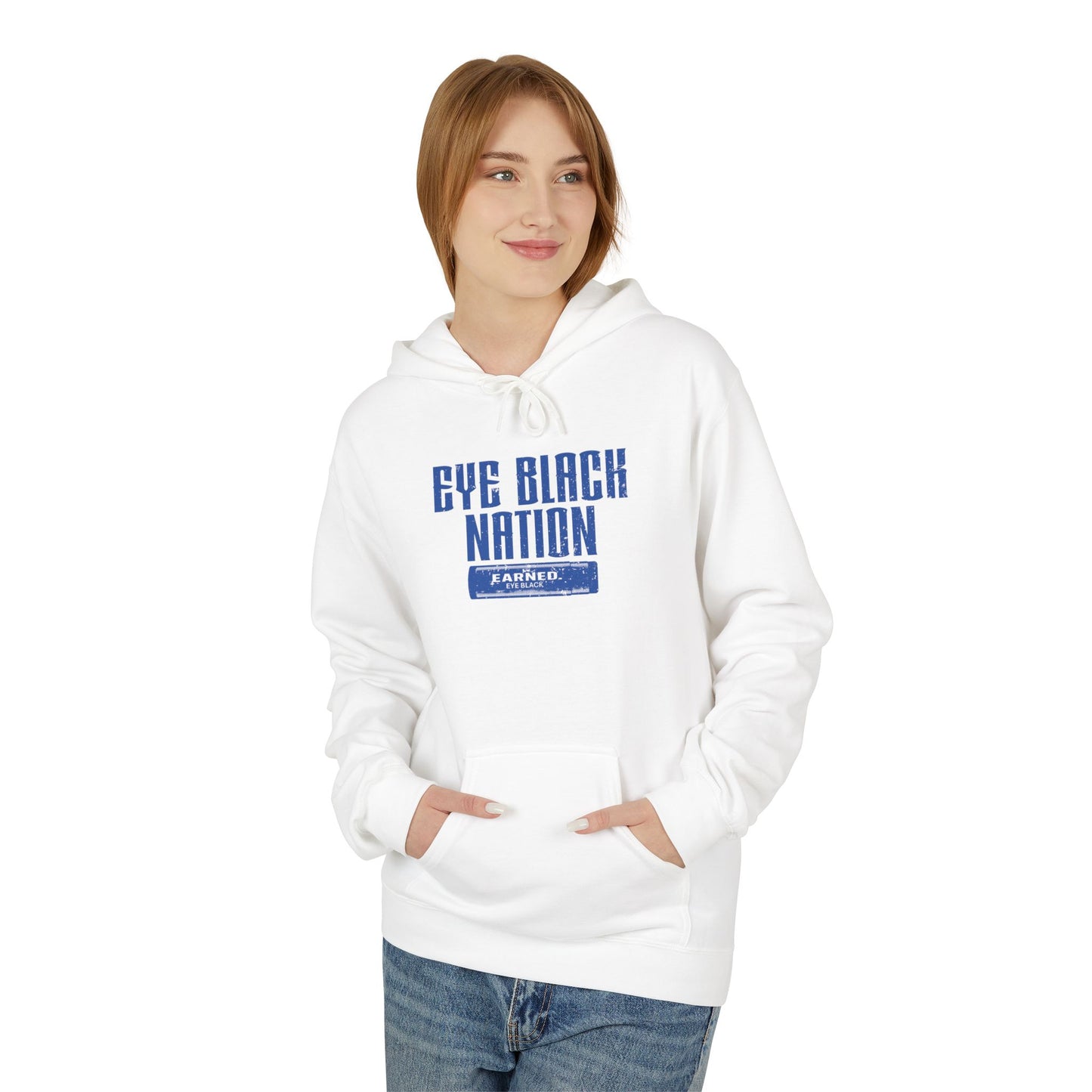 EYE BLACK NATION Adult Hoodie (Blue Font)