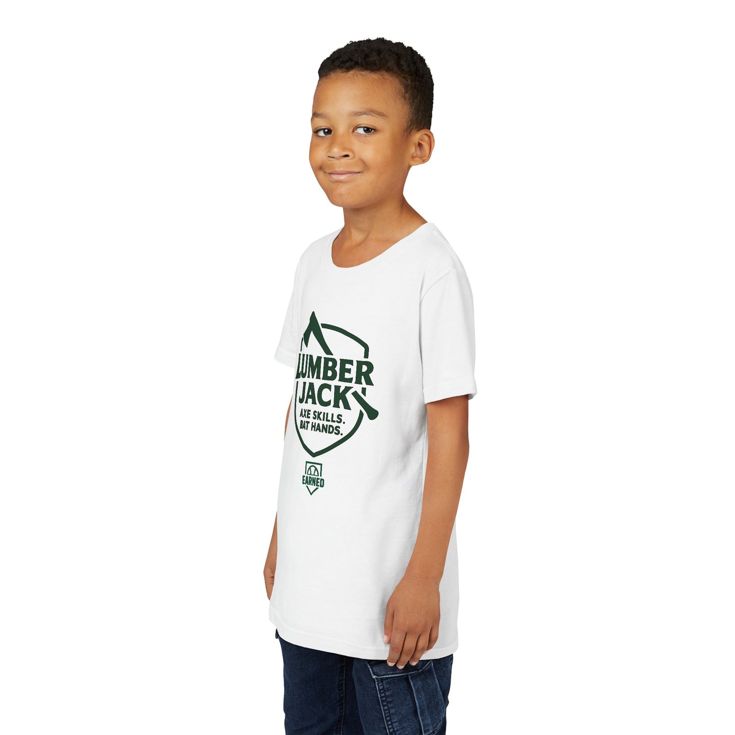LUMBER JACK. AXE SKILLS. BAT HANDS. Youth Tee