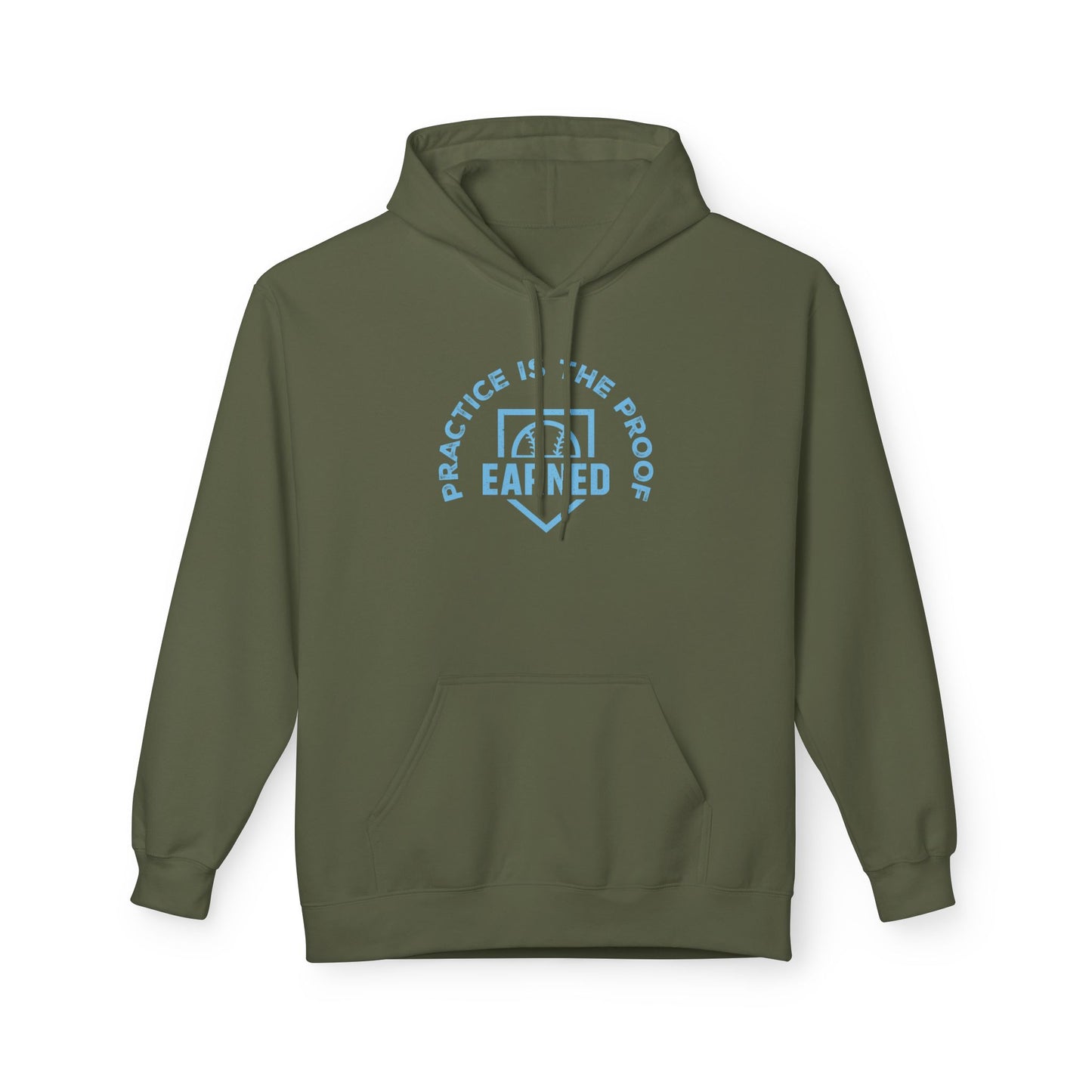 PRACTICE IS THE PROOF Hoodie (Light Blue Font)