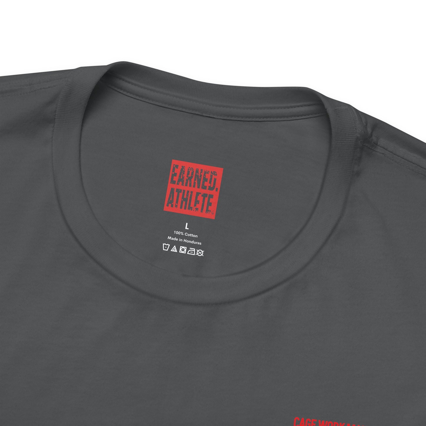 CAGE WORK MAKES GAME WORK Tee (Red Font)