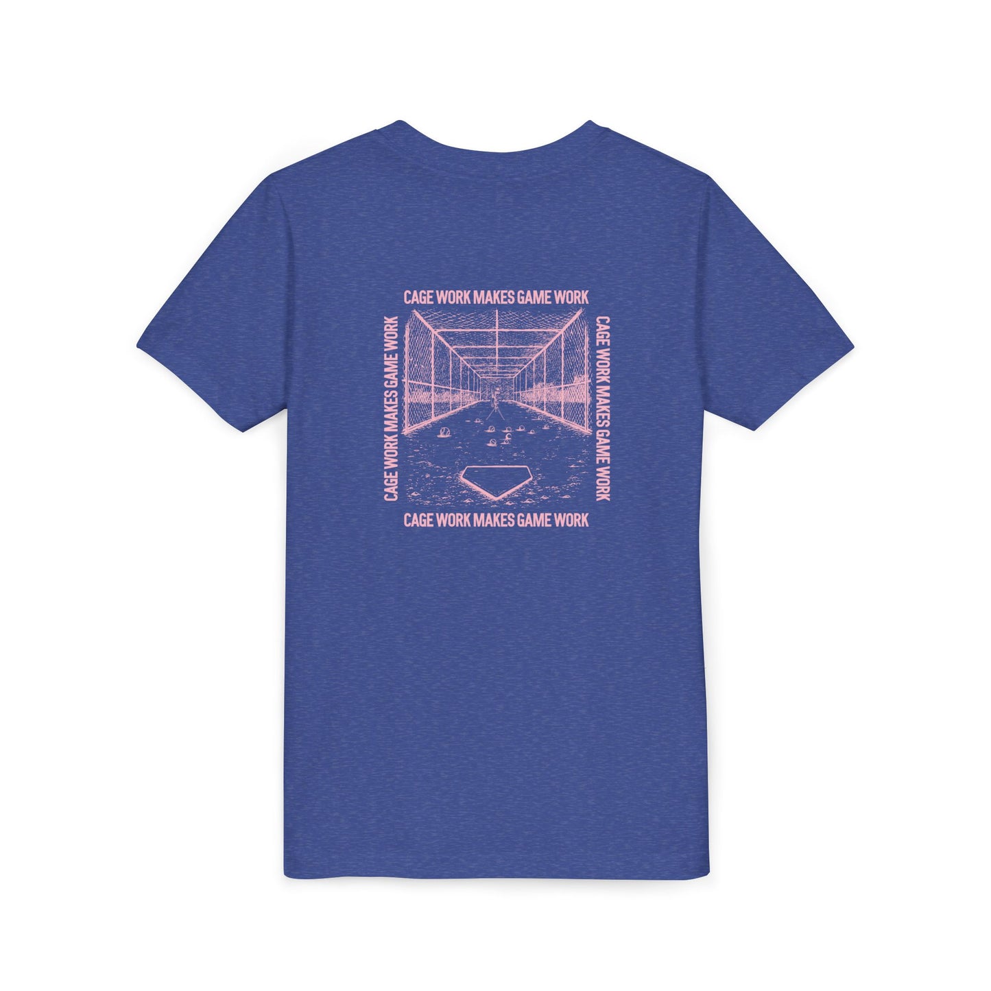 CAGE WORK MAKES GAME WORK Youth Tee (Pink Font)