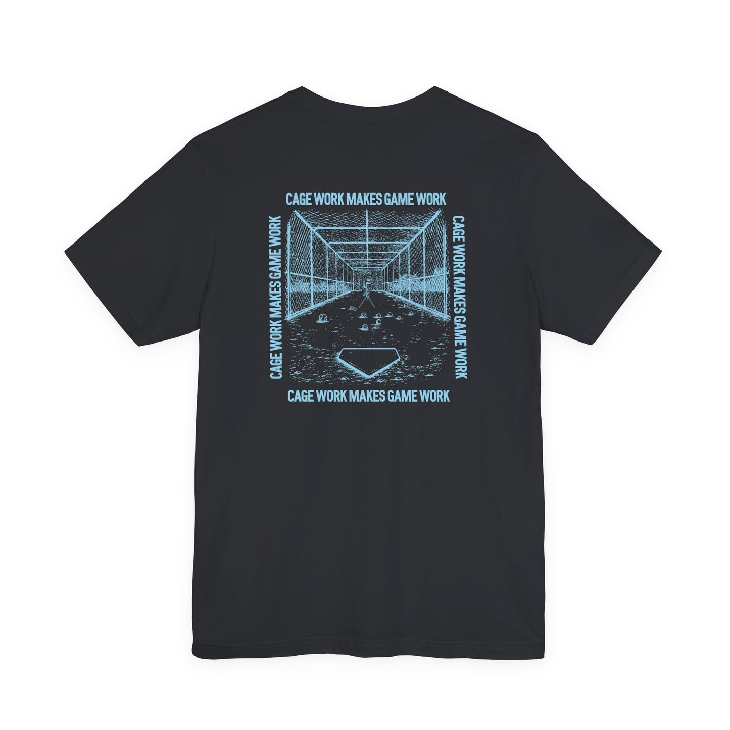 CAGE WORK MAKES GAME WORK Tee (Blue Font)