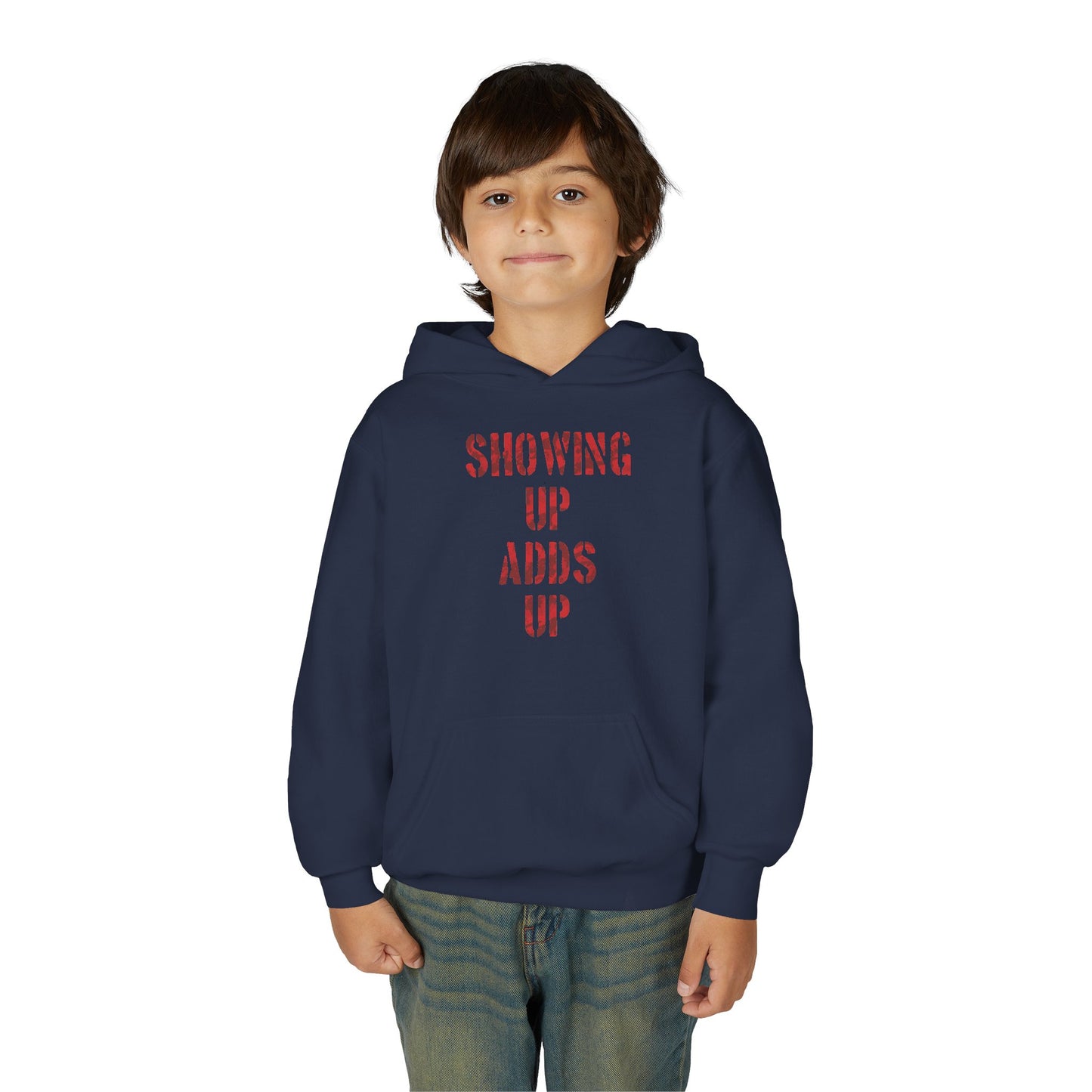 SHOWING UP ADDS UP Youth Hoodie (Red Camo Logo)