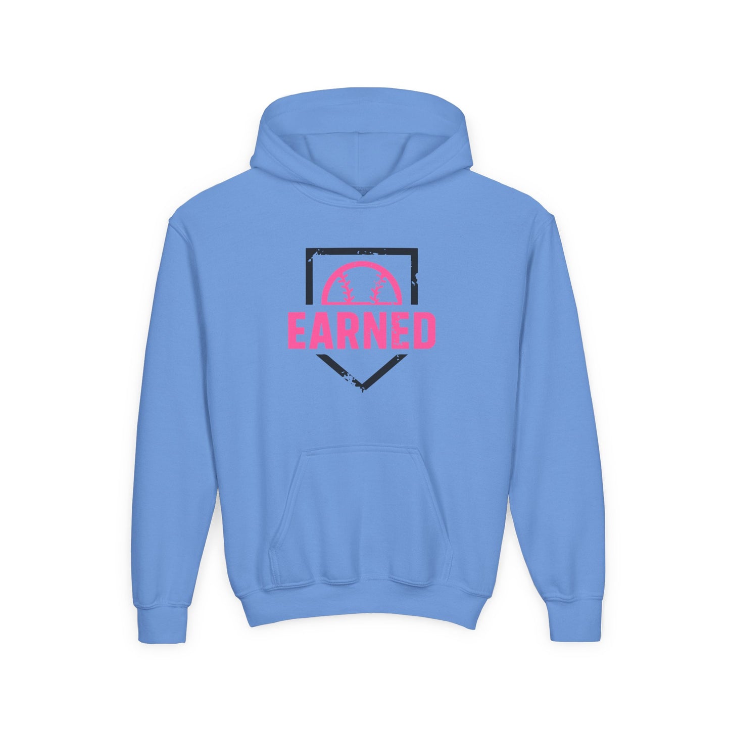 EARNED Logo Youth Hoodie (Hot Pink & Black Font)