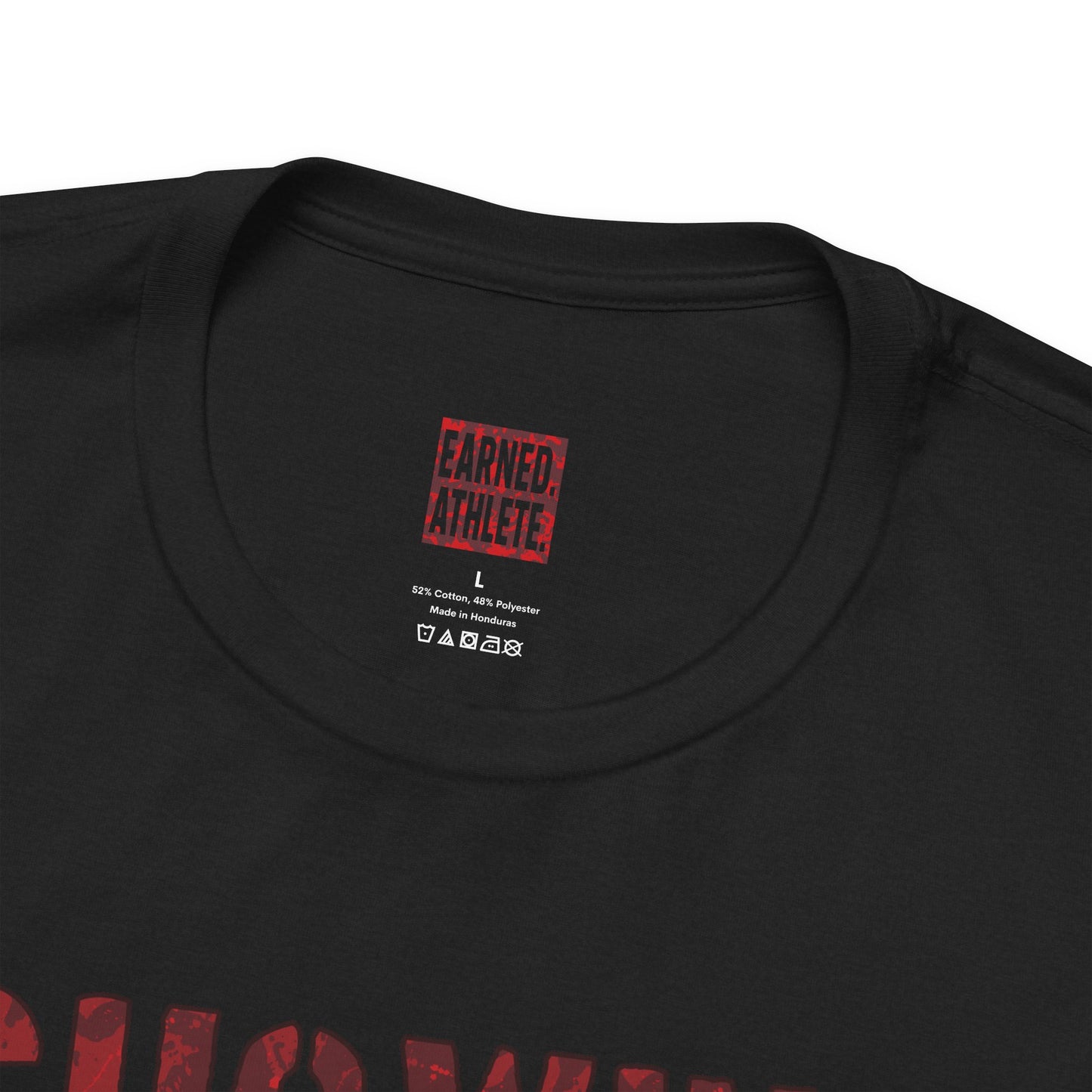 SHOWING UP ADDS UP Tee (Red Camo Font)