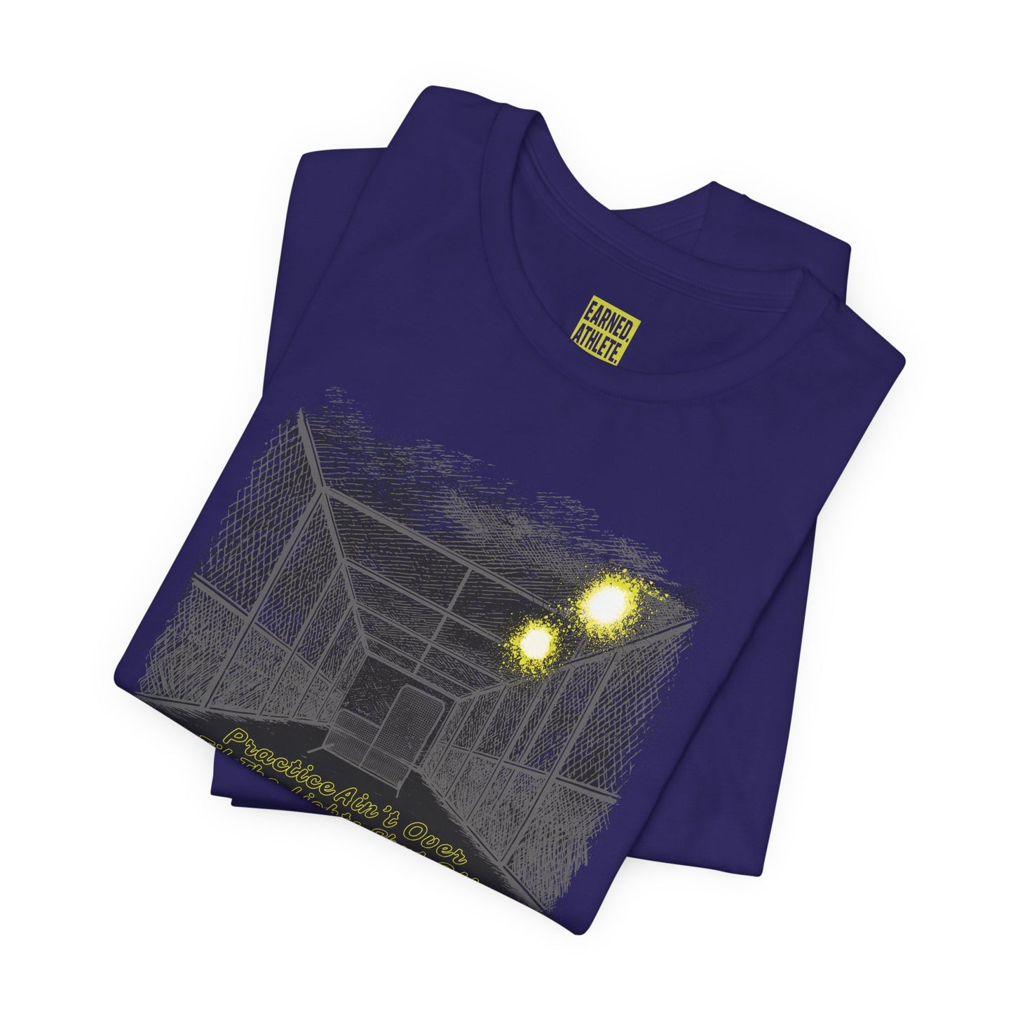 PRACTICE AIN'T OVER TILL THE LIGHTS SHUT OFF Tee (Dark)