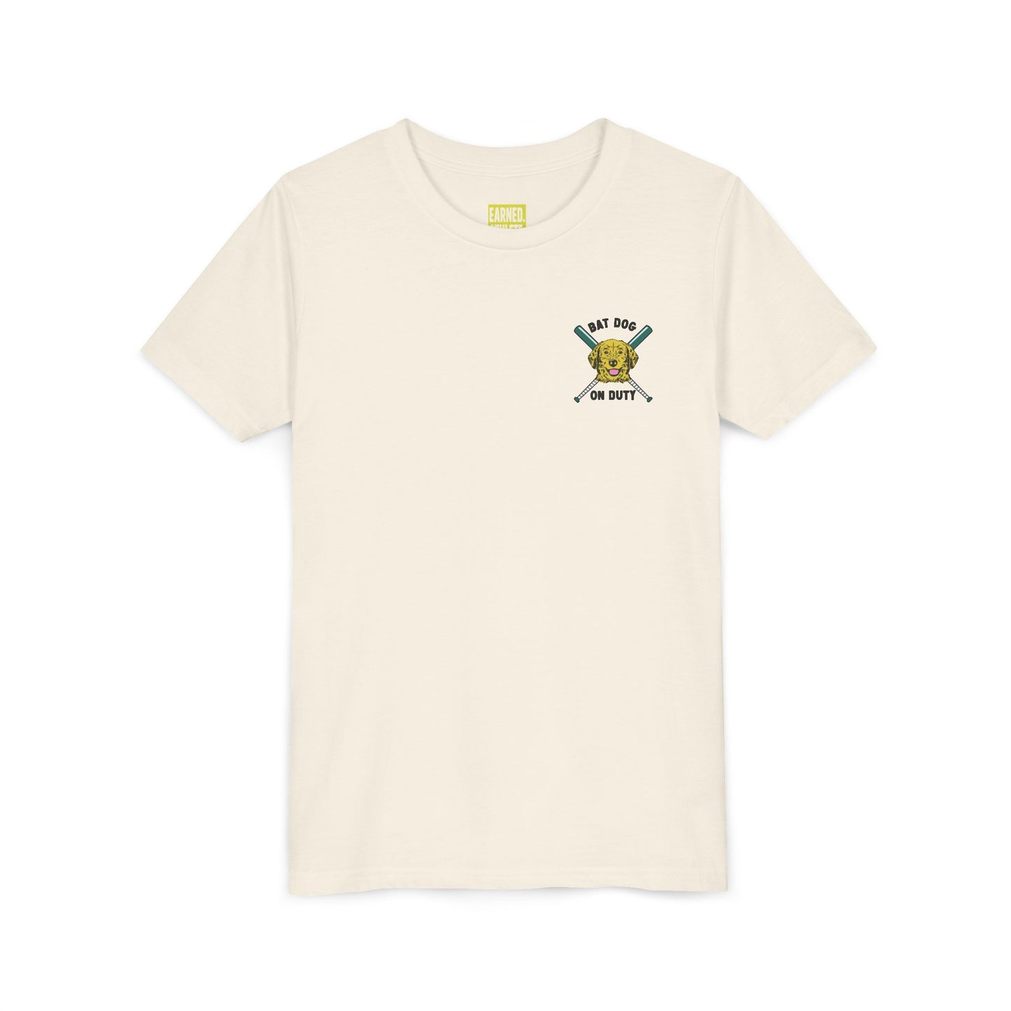 FETCH HARD. HUSTLE HARDER. Youth Tee (Green Bat) - BARK PARK Collection