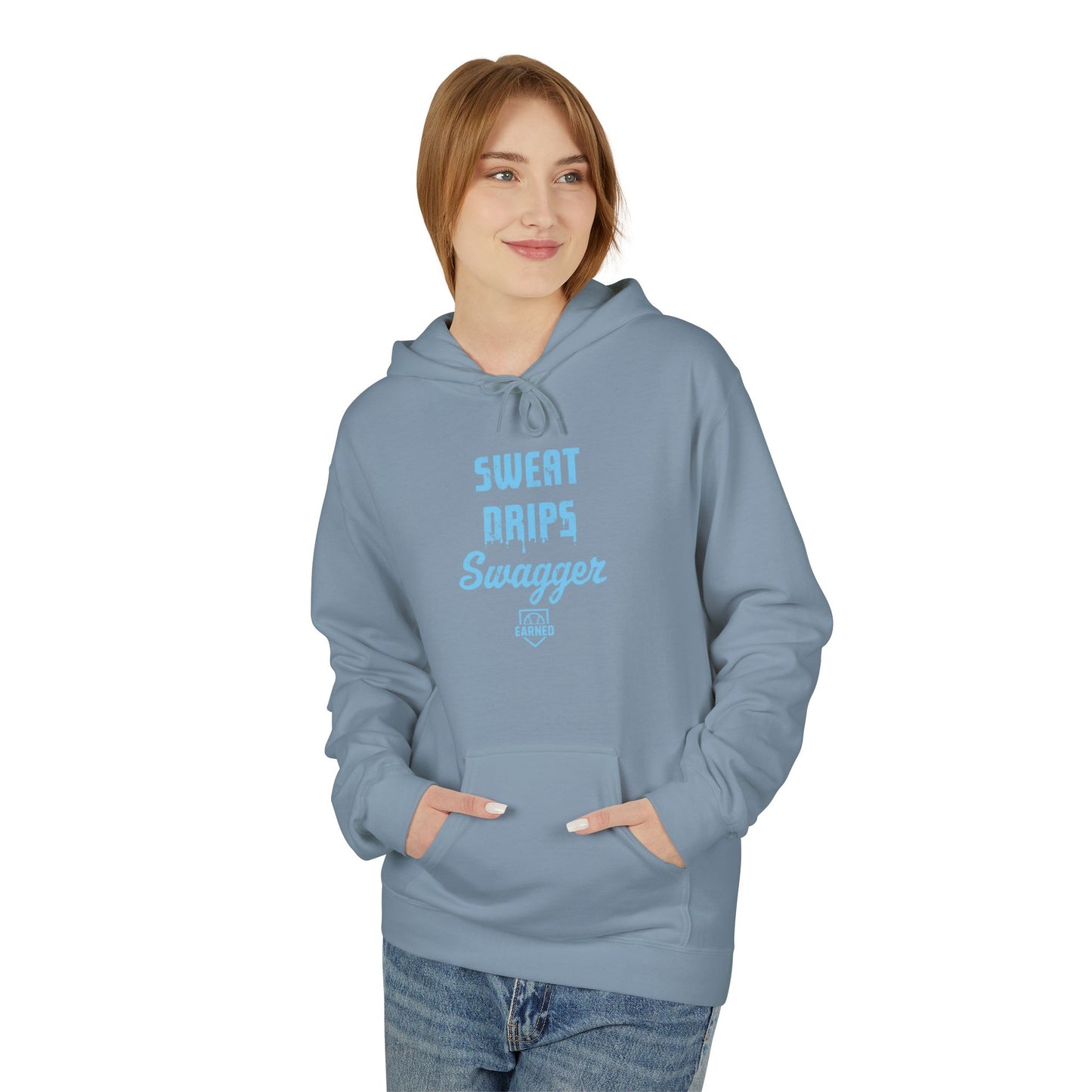 SWEAT DRIPS SWAGGER Hoodie (Light Blue Font)