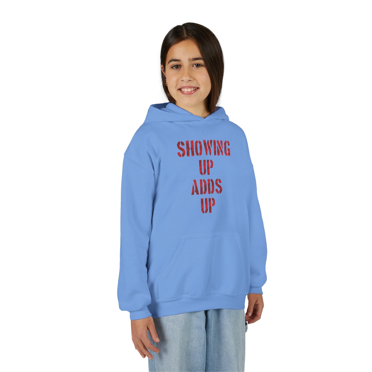SHOWING UP ADDS UP Youth Hoodie (Red Camo Logo)