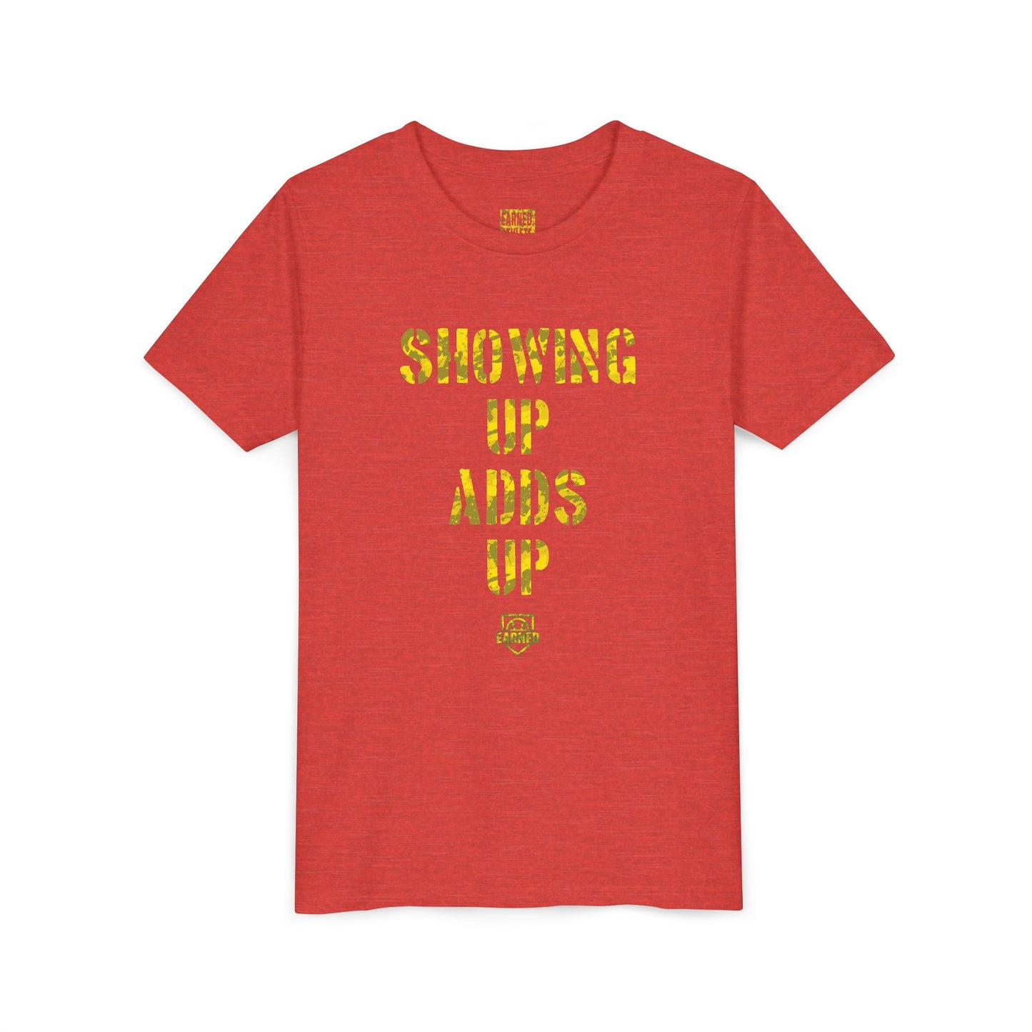 SHOWING UP, ADDS UP Youth Tee (Yellow Font)